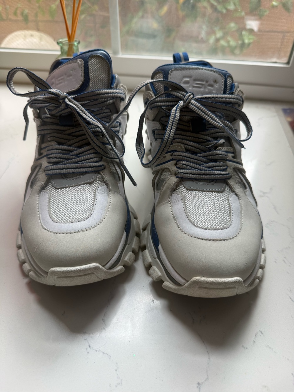Ash Kids White and Blue Chunky Sneakers